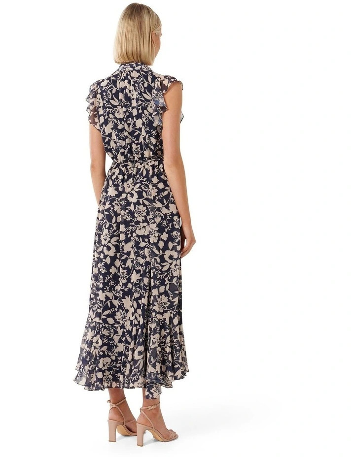 Maxine Ruffle Sleeve Midi Dress in Navy image 2