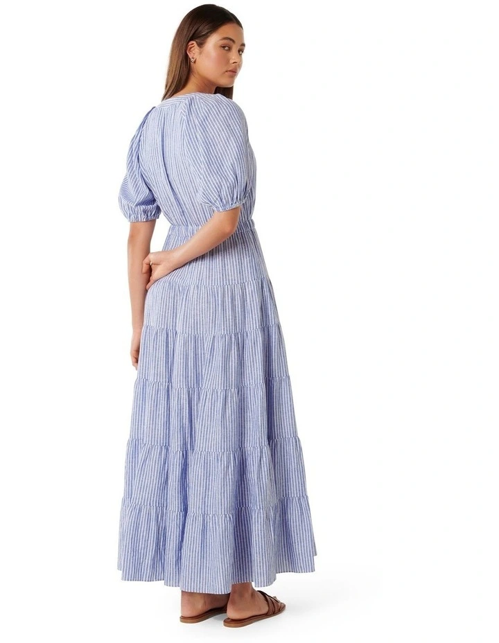 Gabbie Tiered Midi Dress in Blue image 2