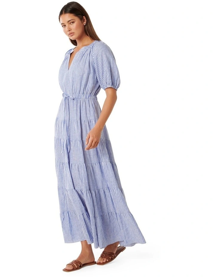 Gabbie Tiered Midi Dress in Blue image 3
