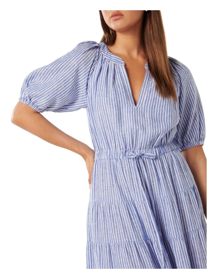 Gabbie Tiered Midi Dress in Blue image 4