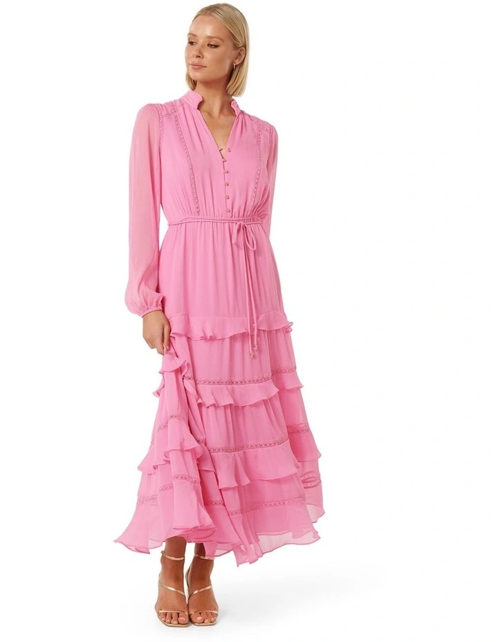 Joanna Ruffle Trim Dress in Pink image 1