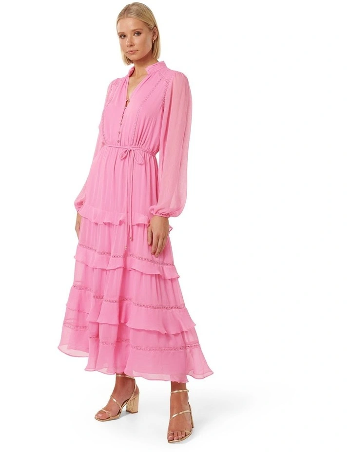 Joanna Ruffle Trim Dress in Pink image 3