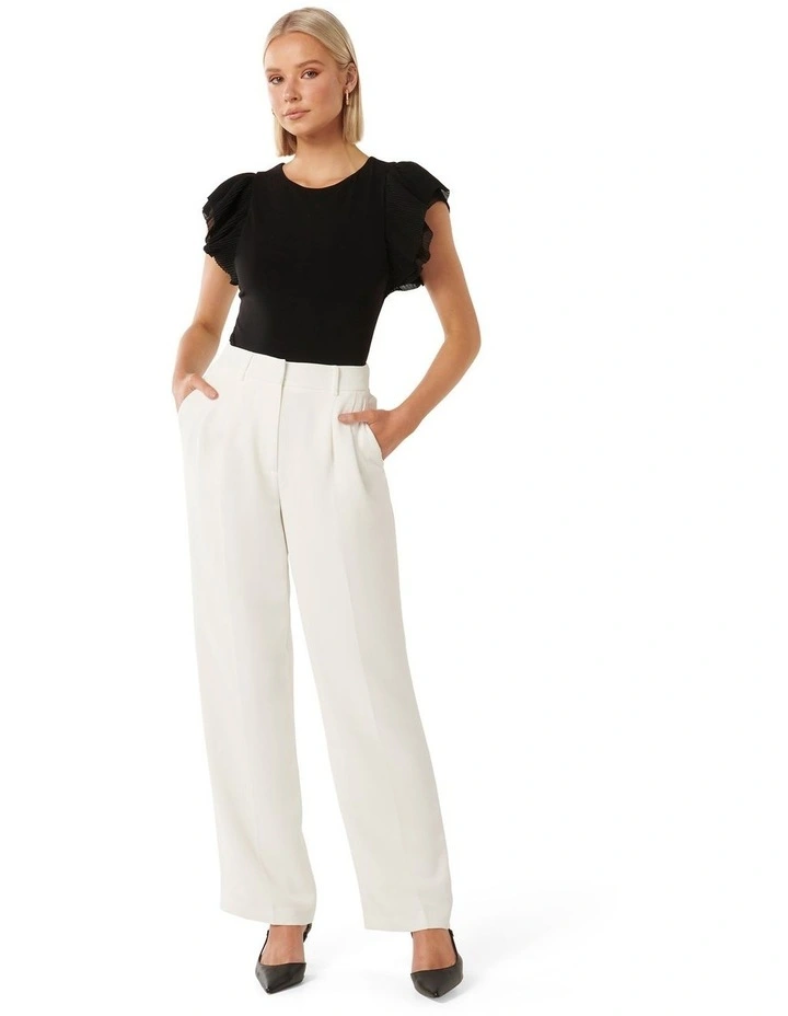 Beth Pleated Flutter Sleeve Top in Black image 5