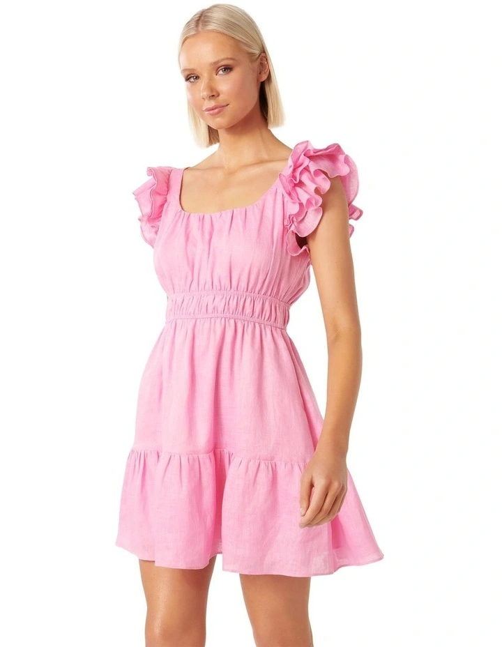Pandora Ruffle Sleeve Mini Dress in Pink image 3