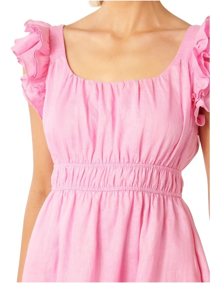 Pandora Ruffle Sleeve Mini Dress in Pink image 4