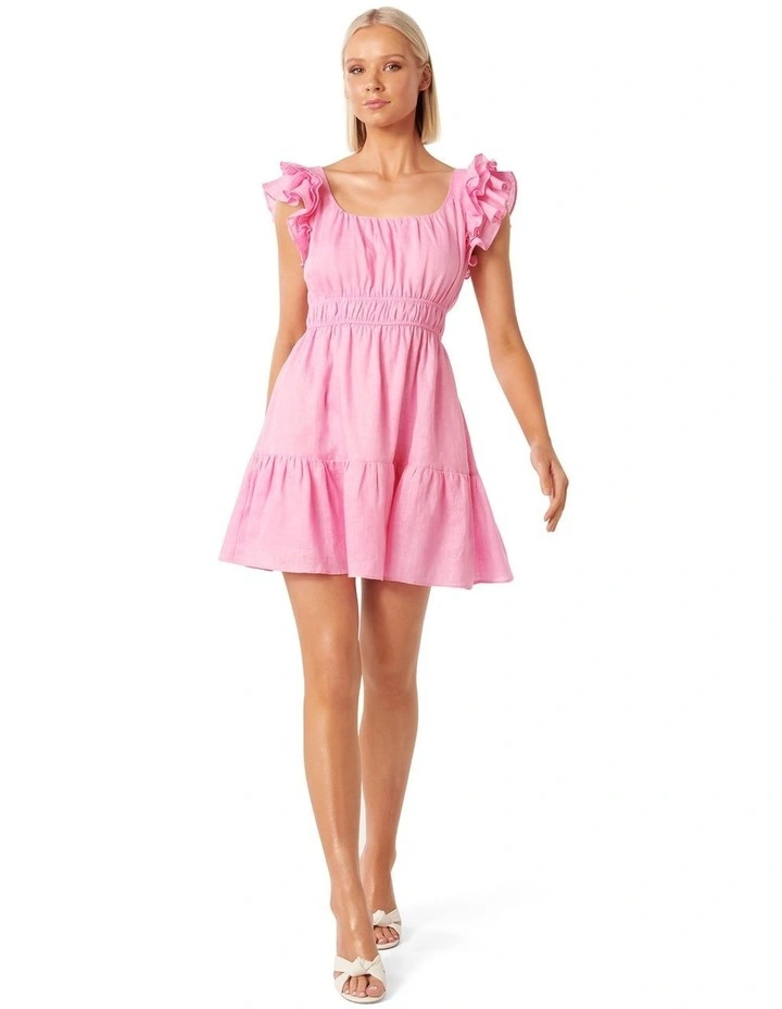 Pandora Ruffle Sleeve Mini Dress in Pink image 5