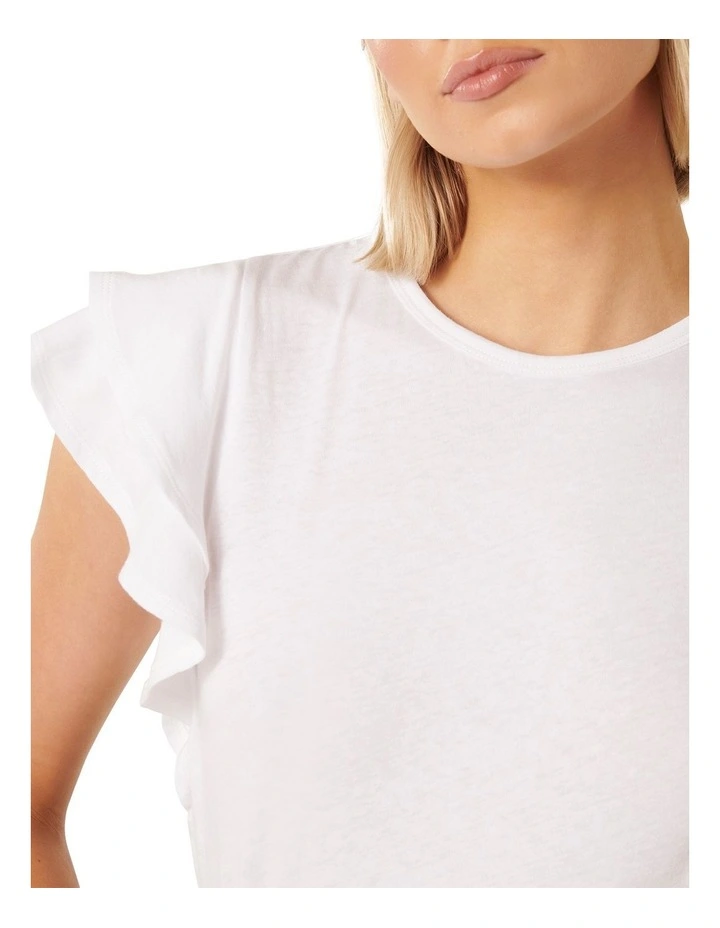 Hera Double Ruffle Top in White image 4