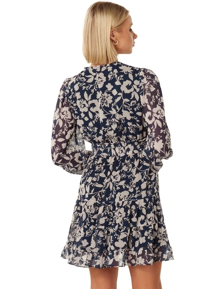 Adley Ruffle Mini Dress in Navy image 2