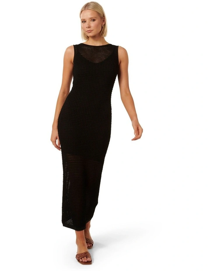 Paige Pointelle Knit Dress in Black image 1