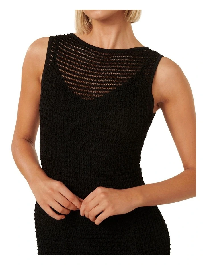 Paige Pointelle Knit Dress in Black image 4