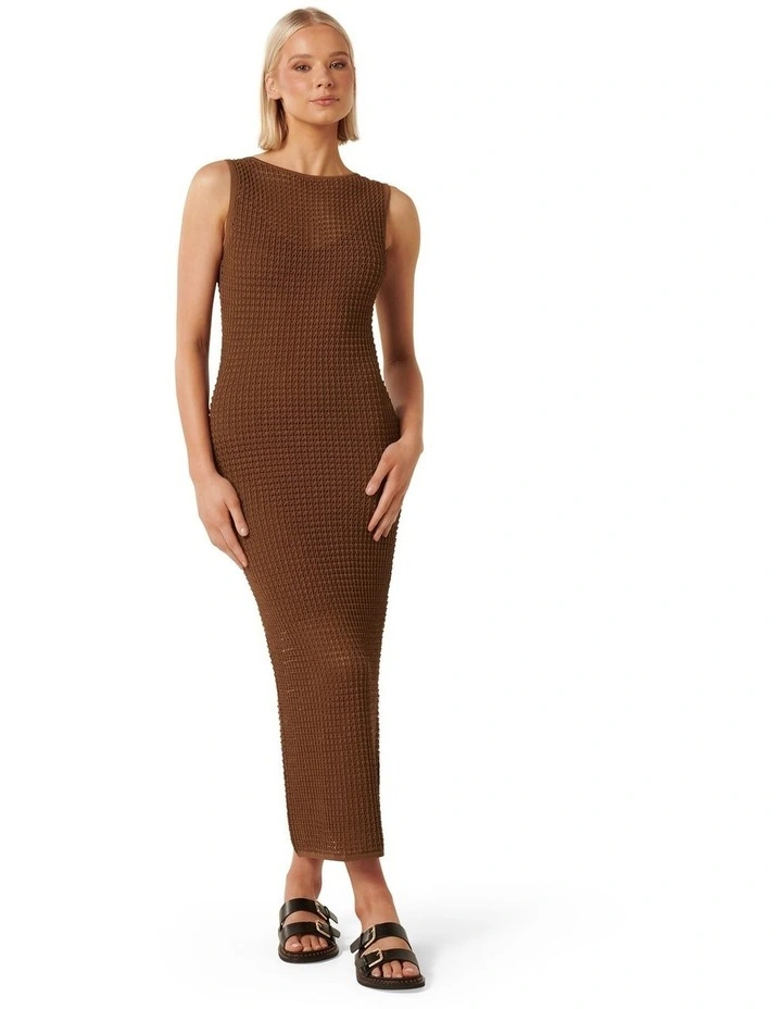 Paige Pointelle Knit Dress in Brown image 1