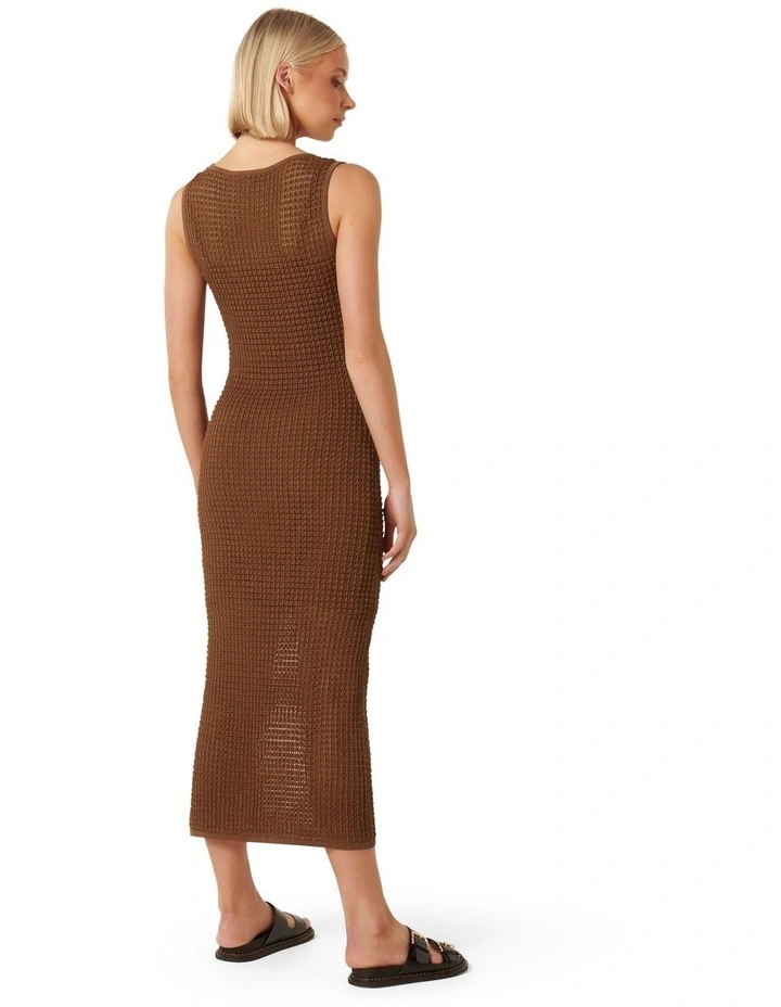 Paige Pointelle Knit Dress in Brown image 2