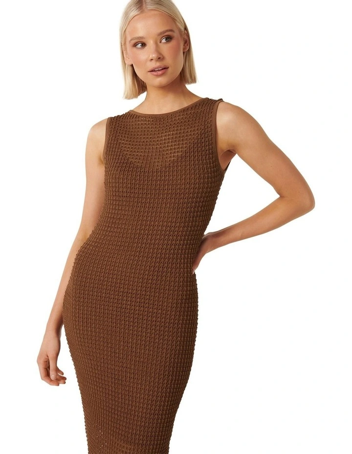 Paige Pointelle Knit Dress in Brown image 4