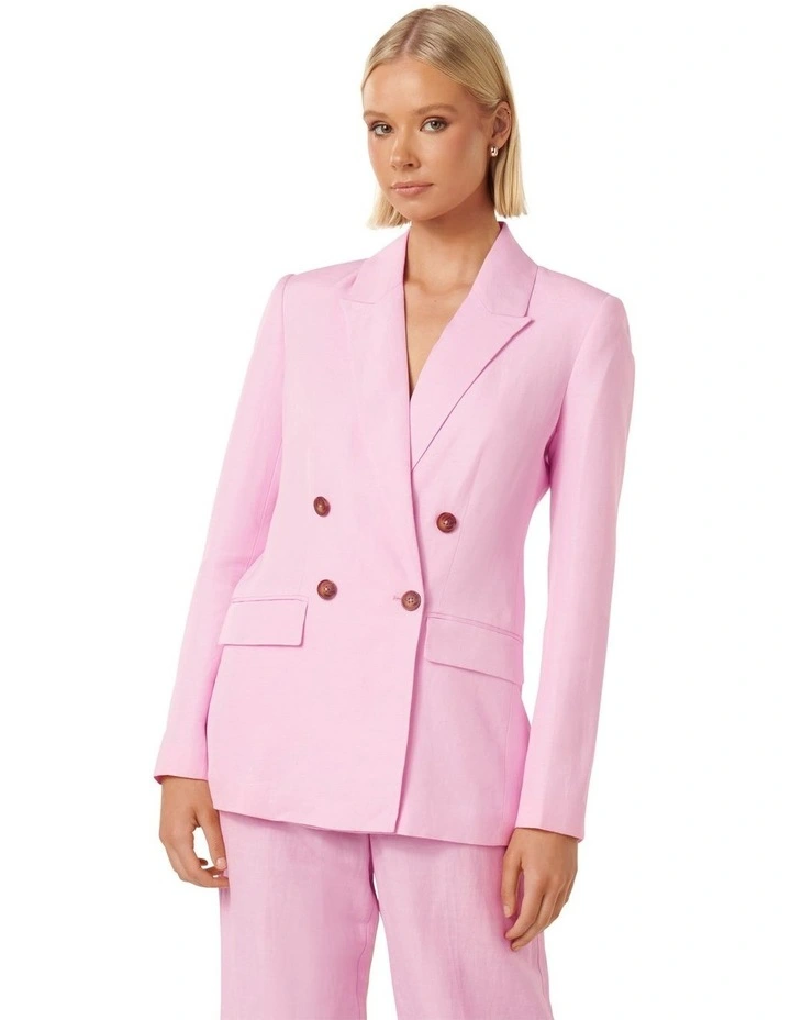 Phoebe Double Breasted Blazer in Pink image 1
