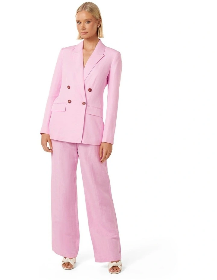 Phoebe Double Breasted Blazer in Pink image 5