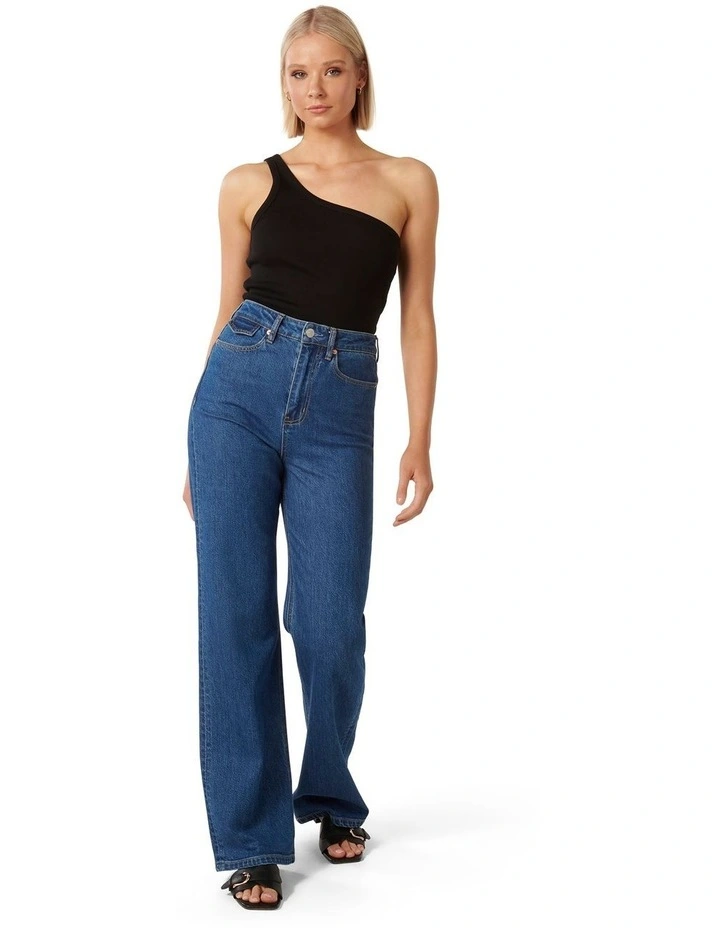 Karina One Shoulder Tank Top in Black image 5