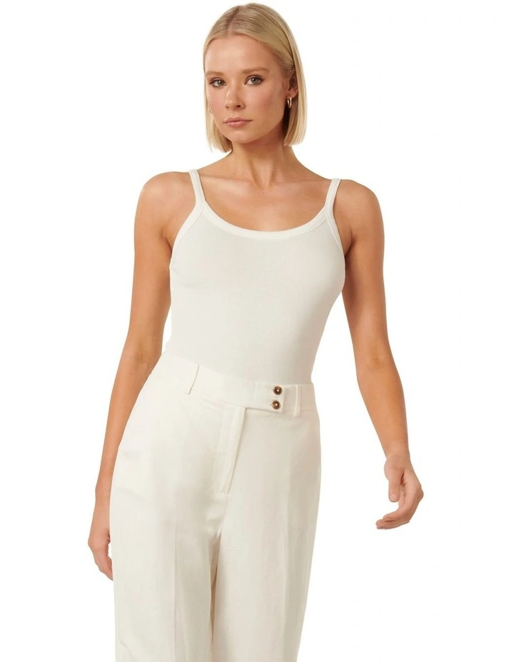 Alisandra Scoop Neck Bodysuit in White image 1