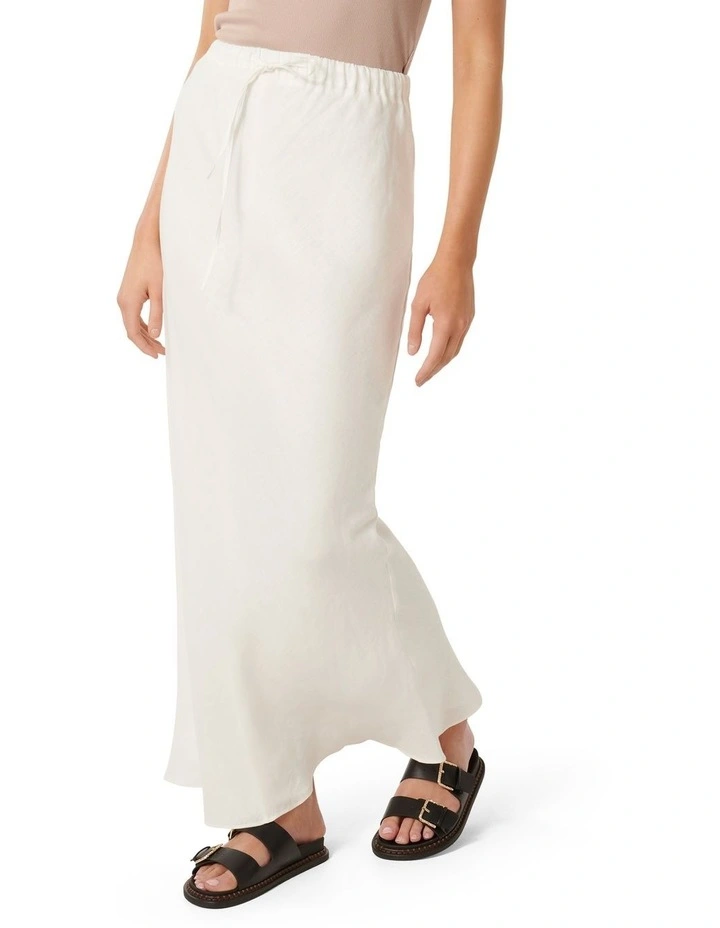 Millie Linen Maxi Skirt in White image 3