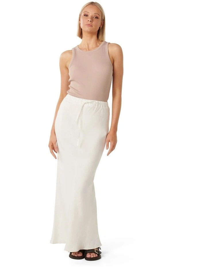 Millie Linen Maxi Skirt in White image 5