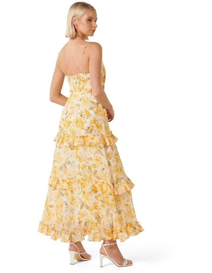Miranda Cut Out Ruffle Maxi Dress in Yellow image 2