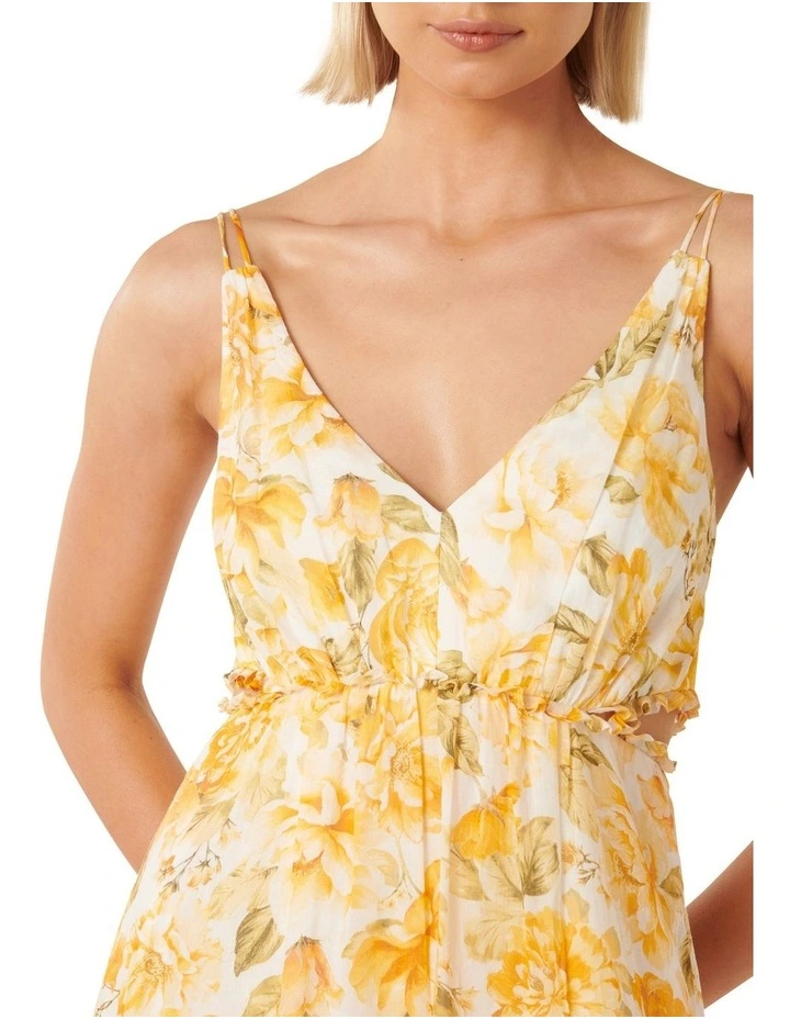 Miranda Cut Out Ruffle Maxi Dress in Yellow image 4