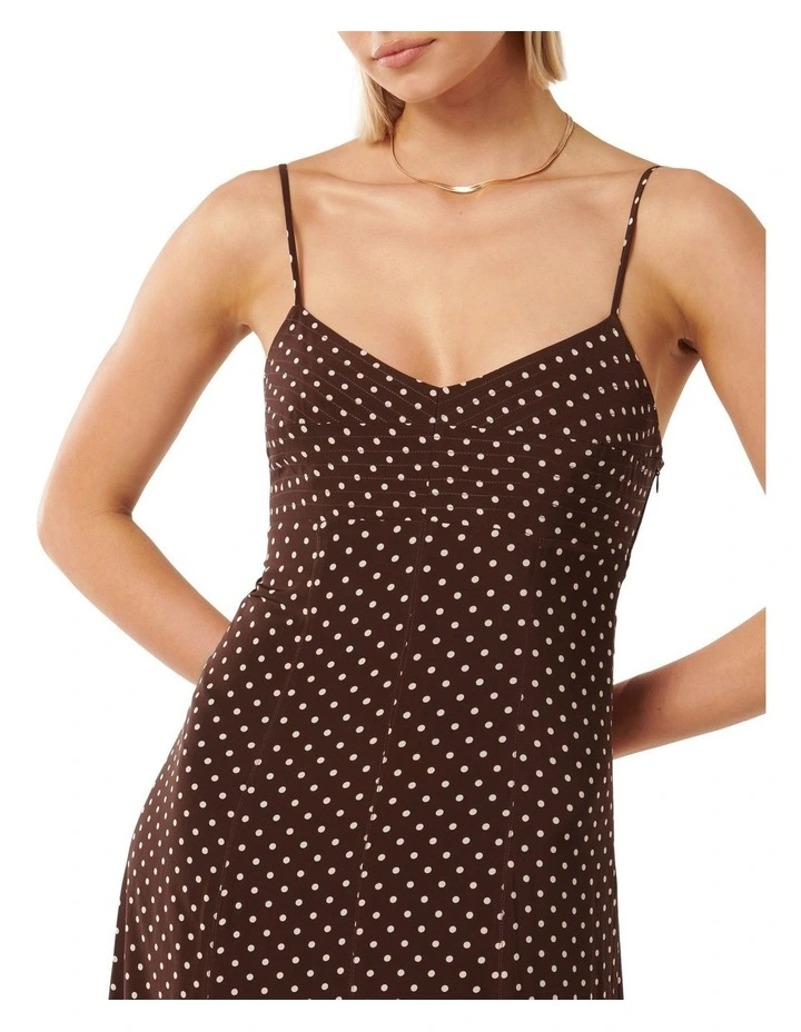 princess polly baby blue dress Brown Polka Dot Drop Waist Midi Dress – Clothe Boutique main image 0