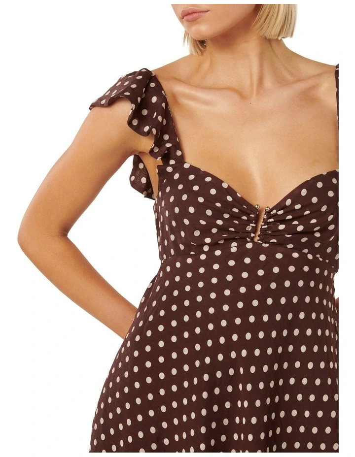 Keeva Flutter Sleeve Mini Dress in Brown image 4