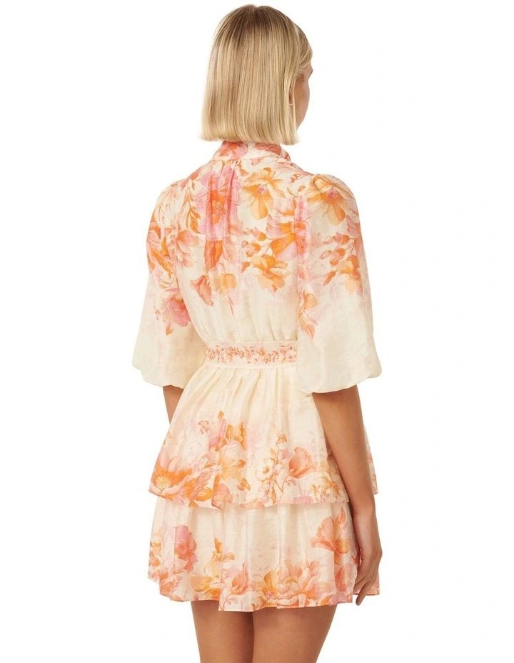 Isla Printed Tiered Mini Dress in Orange image 2