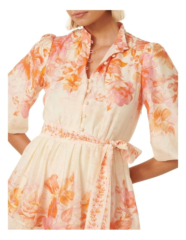 Isla Printed Tiered Mini Dress in Orange image 4