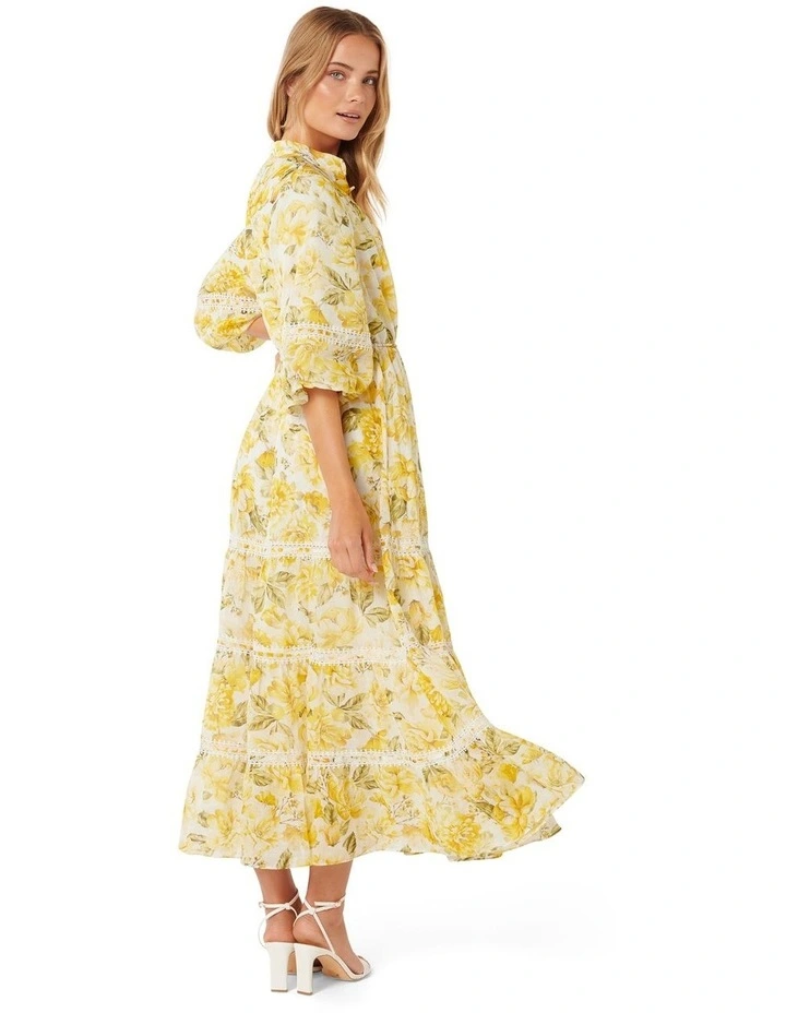 Melanie Trim Insert Midi Dress in Yellow image 2