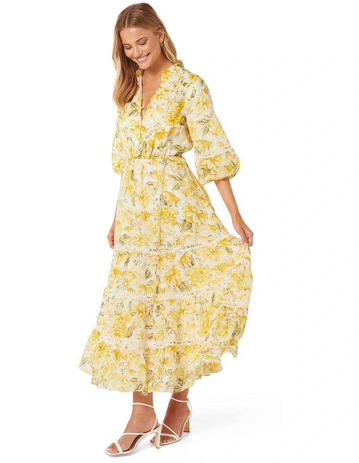 Melanie Trim Insert Midi Dress in Yellow image 3