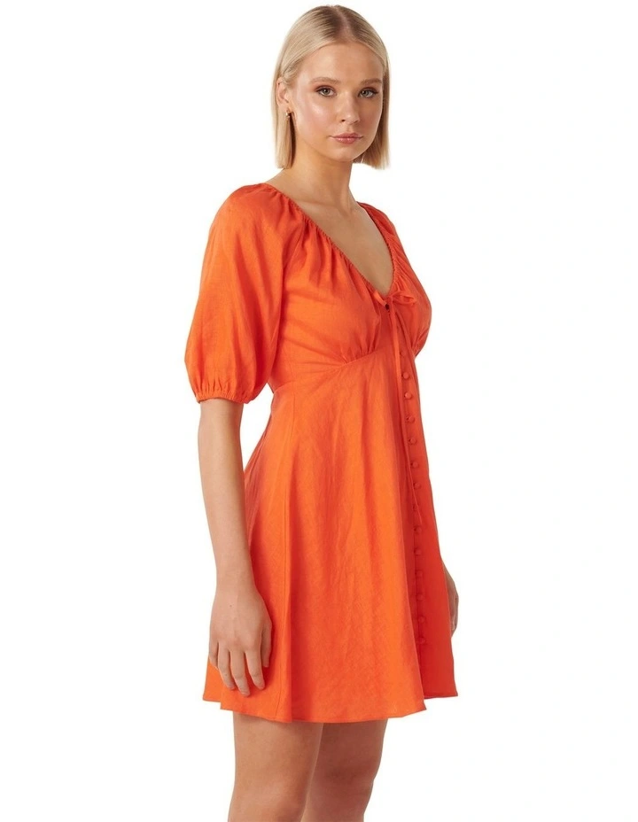 Darcie Ruched Bodice Mini Dress in Orange image 3