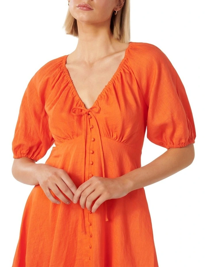 Darcie Ruched Bodice Mini Dress in Orange image 4