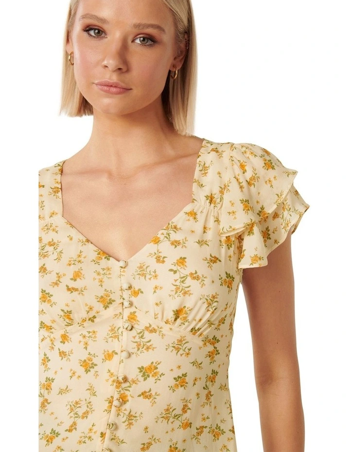 Aubrey Flutter Sleeve Top in Cream image 4