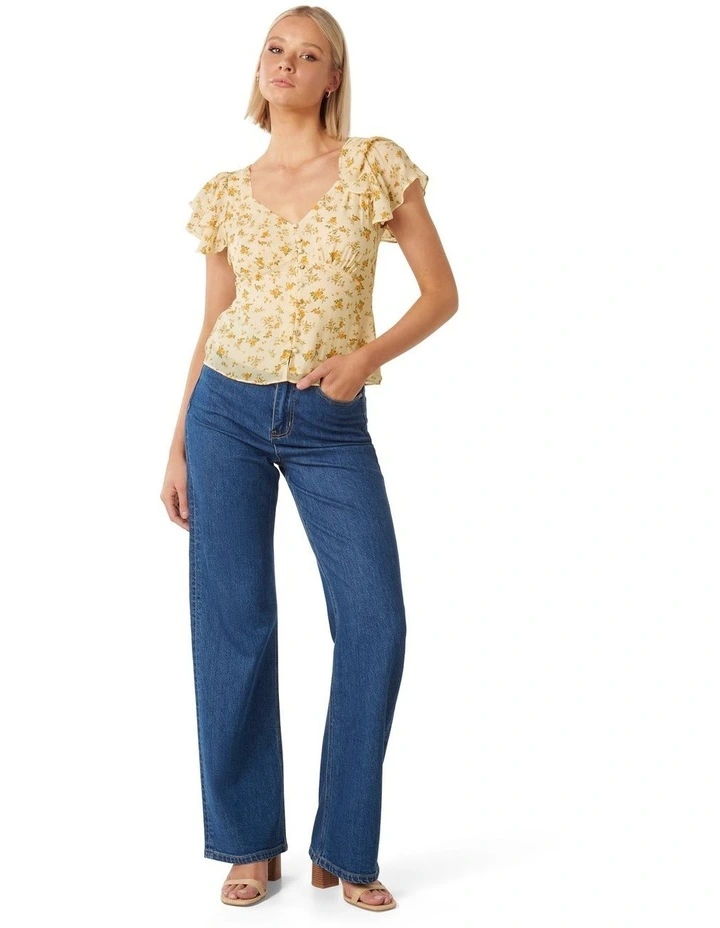 Aubrey Flutter Sleeve Top in Cream image 5