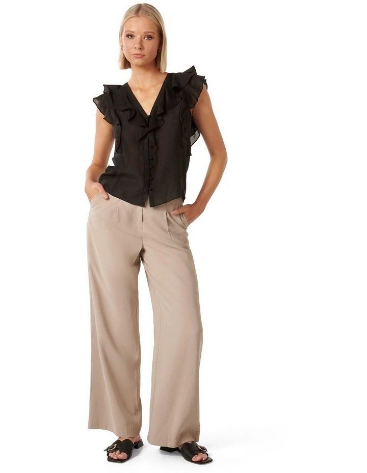 Roma Ruffle Button Through Blouse in Black image 5