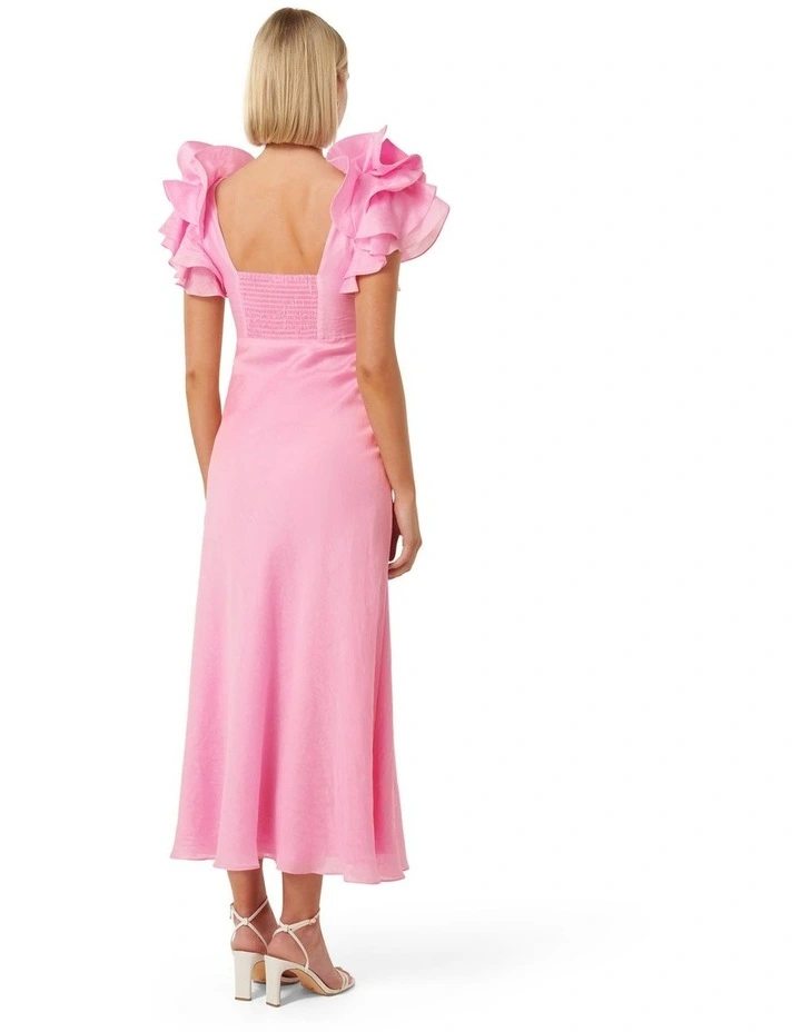 Rylie Ruffle Shoulder Maxi Dress in Pink image 2