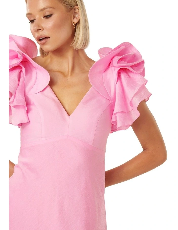 Rylie Ruffle Shoulder Maxi Dress in Pink image 4