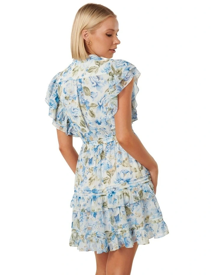 Shannon Layered Sleeve Mini Dress in Blue image 2