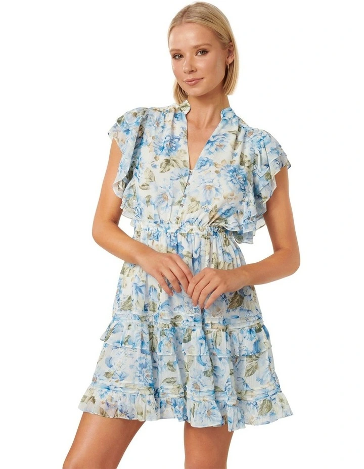 Shannon Layered Sleeve Mini Dress in Blue image 3