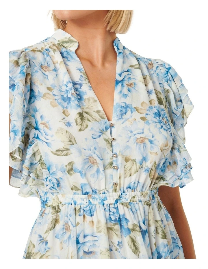 Shannon Layered Sleeve Mini Dress in Blue image 4