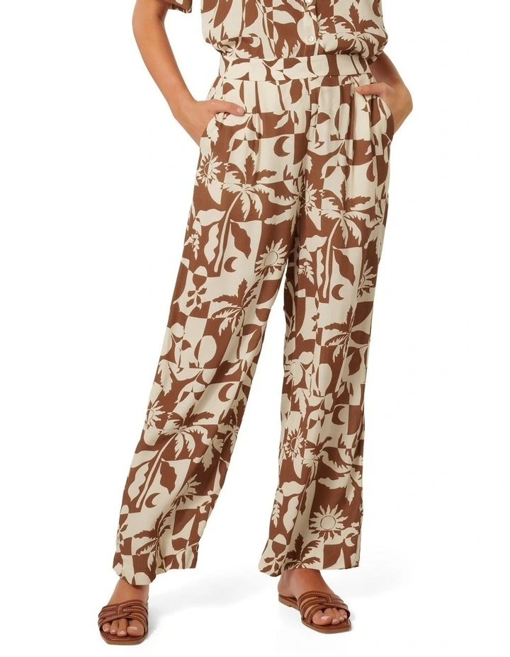 Flora Floaty Pull On Pants in Brown image 1