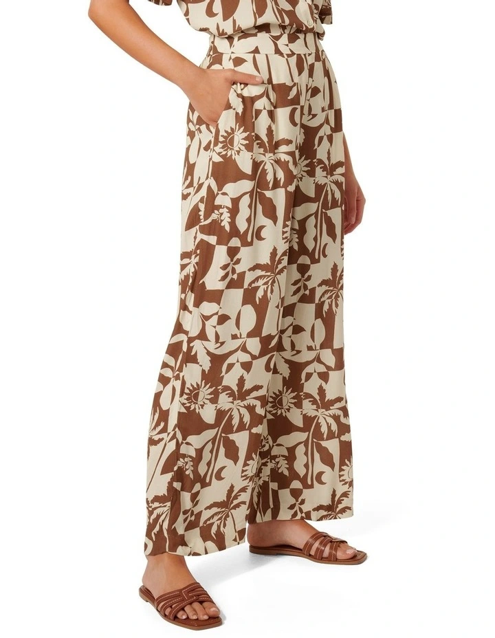 Flora Floaty Pull On Pants in Brown image 3