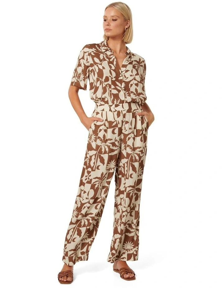 Flora Floaty Pull On Pants in Brown image 5