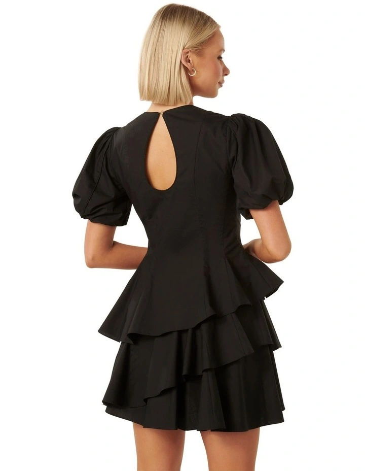 Claire Puff Sleeve Mini Dress in Black image 2