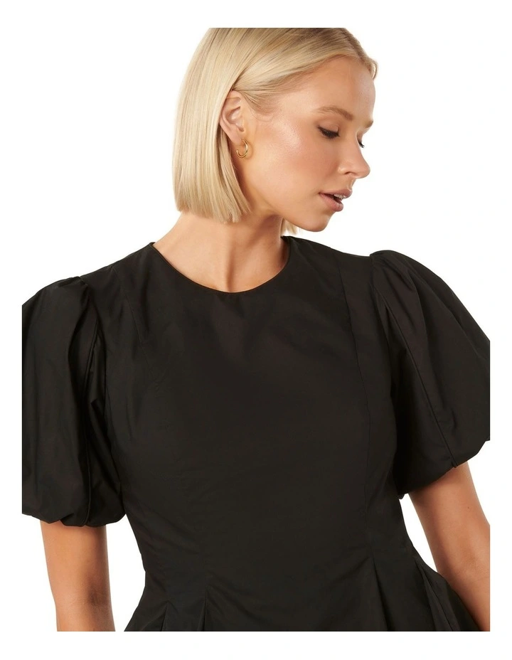 Claire Puff Sleeve Mini Dress in Black image 4