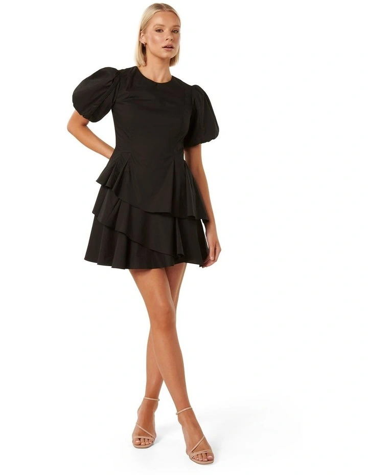 Claire Puff Sleeve Mini Dress in Black image 5