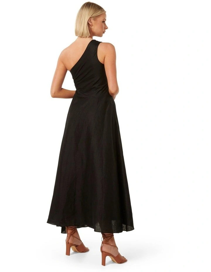 Rhianna One Shoulder Midi Dress in Black image 2