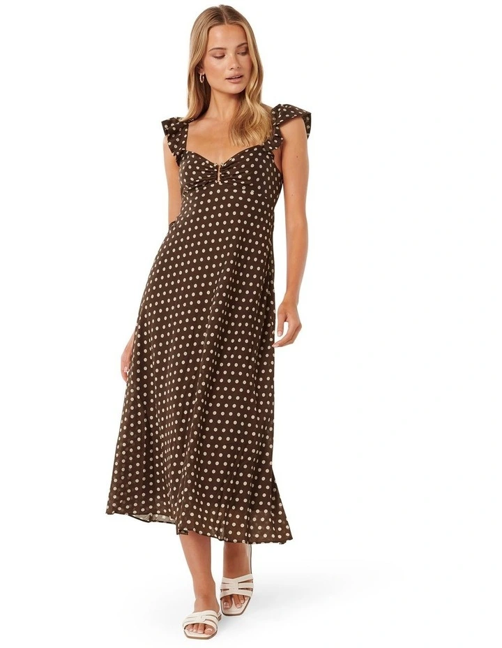 princess polly baby blue dress Brown & Cream Stripe Low-Waist Halter Maxi Dress main image 1