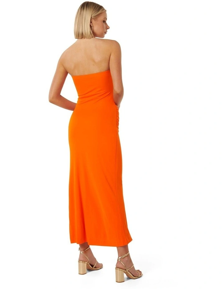 Kyla Jersey Ruched Maxi Dress in Orange image 2